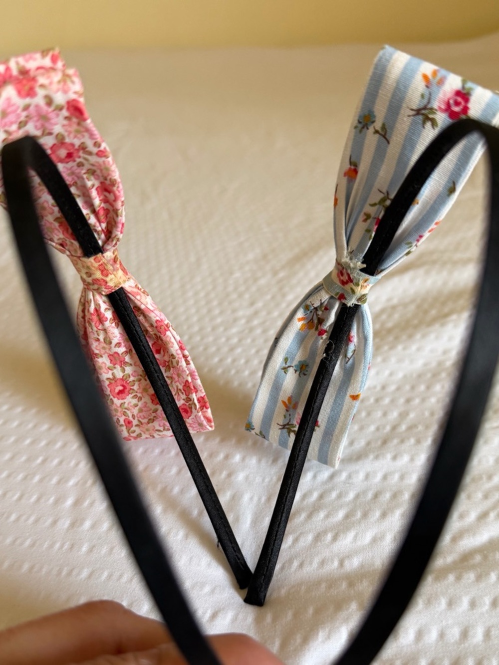 Floral Bow Headband Set - Pink & Light Blue - Picture 5 of 5